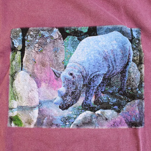 NWOT Vtg Comfort Colors Adult XL Purple Rhino Graphic Short Sleeve T-Shirt