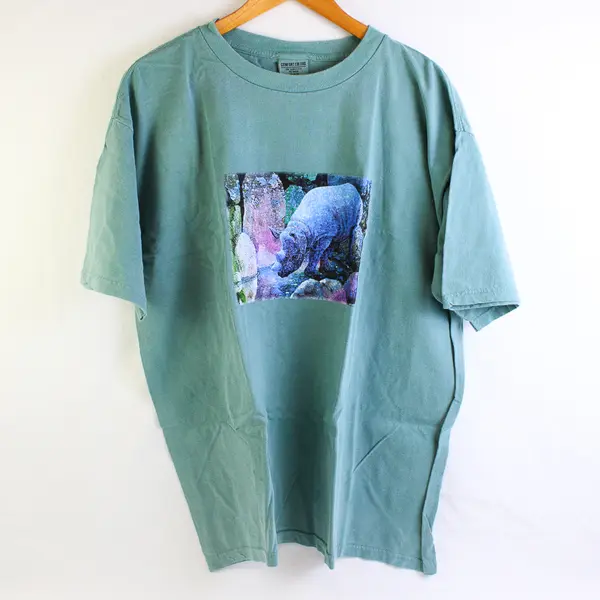NWOT Vtg Comfort Colors Adult XL Green Rhino Graphic Short Sleeve T-Shirt