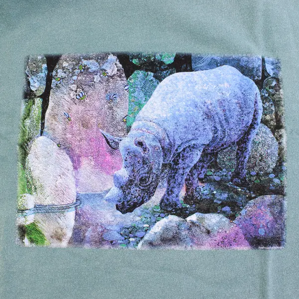 NWOT Vtg Comfort Colors Adult XL Green Rhino Graphic Short Sleeve T-Shirt