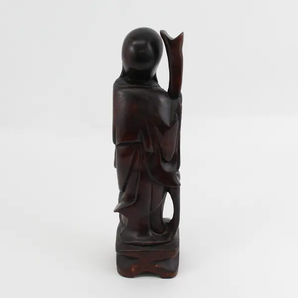 Vtg Shou Xing Gong Chinese Hand Carved Wood Statue Shou Lao God of Longevity 12"