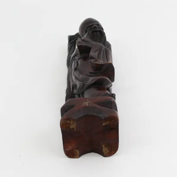 Vtg Shou Xing Gong Chinese Hand Carved Wood Statue Shou Lao God of Longevity 12"