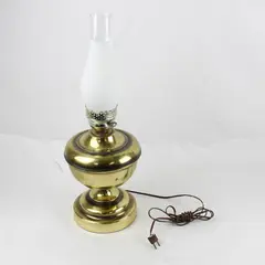  Brass Vintage Table Lamp MCM Faux Oil Lamp Electric Tested