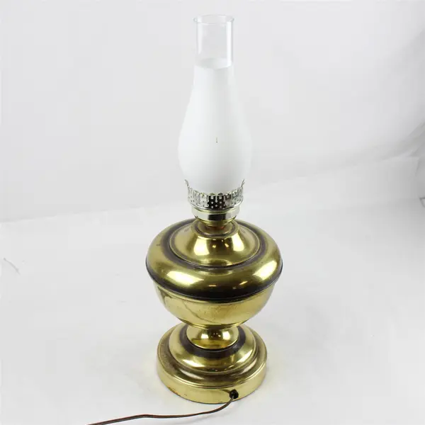  Brass Vintage Table Lamp MCM Faux Oil Lamp Electric Tested