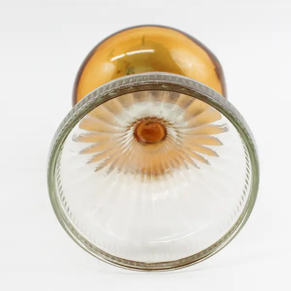 Vintage 1940s Eagle 18” Tall Amber And Clear Glass Kerosene/Oil Lamp With Globe