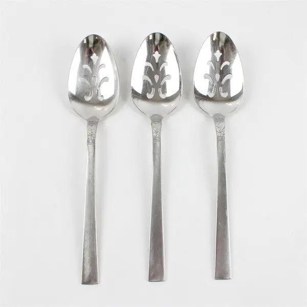 Set of 3 Oneida Brookwood Burnished Stainless Pierced Tablespoons