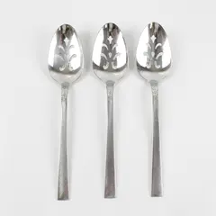 Set of 3 Oneida Brookwood Burnished Stainless Pierced Tablespoons