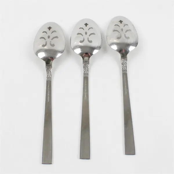 Set of 3 Oneida Brookwood Burnished Stainless Pierced Tablespoons