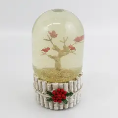 6" Musical Snow Globe Cardinals On Tree Plays We Wish You A Merry Christmas
