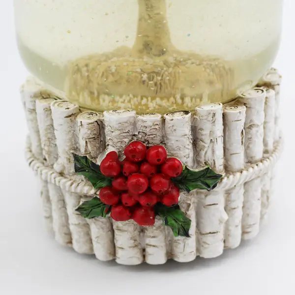 6" Musical Snow Globe Cardinals On Tree Plays We Wish You A Merry Christmas