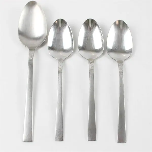 Lot of 4 Oneida Brookwood Burnished Stainless 3 Place/Oval Spoons & A Tablespoon
