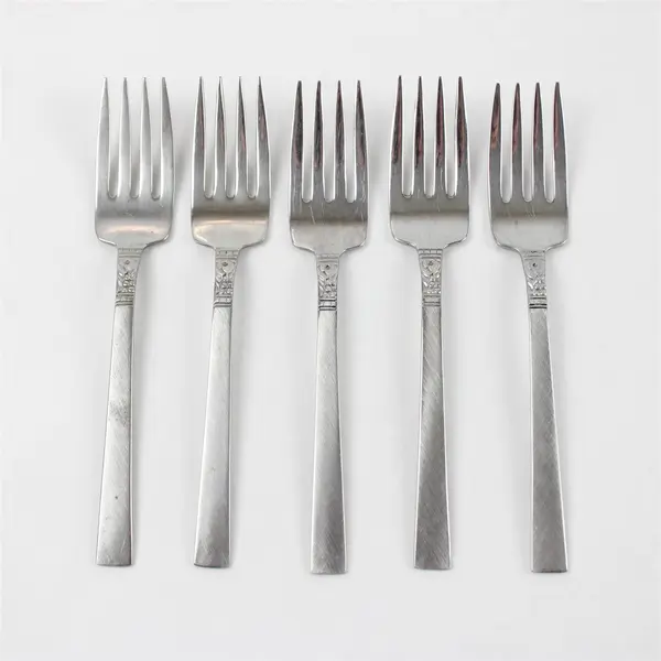 Set of 5 Oneida Brookwood Burnished Stainless Individual Salad Forks