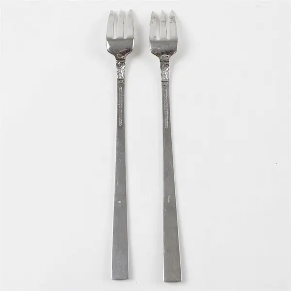 Set of 2 Wm. A Rogers Burnished Stainless Cocktail/Seafood Forks