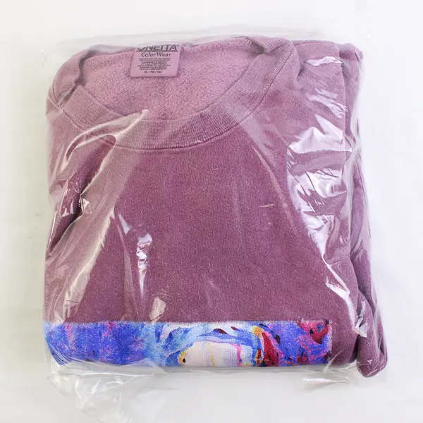 NWOT Vtg Oneita Adult XL Purple Tiger Graphic Crew Neck Pullover Sweater