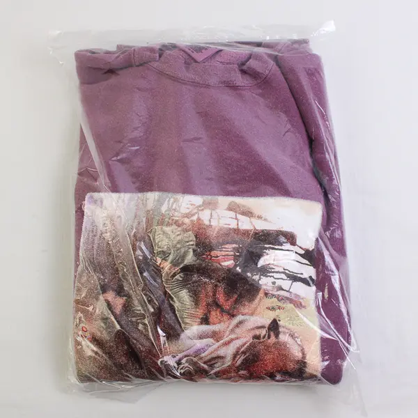 NWOT Vtg Oneita Adult XL Purple Sleeping Wolf Graphic Pullover Sweater