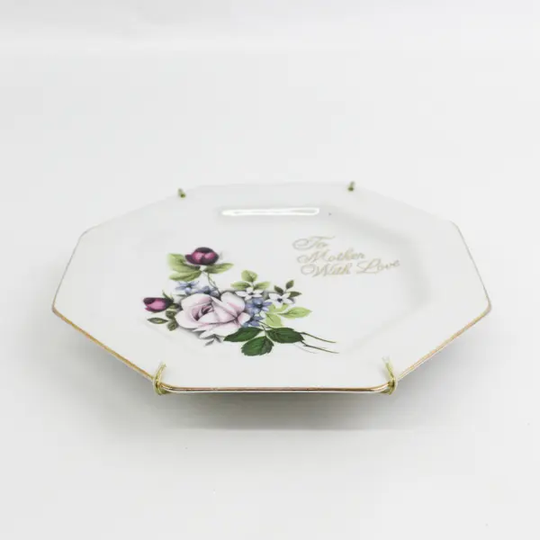 Hand Painted Porcelain To Mother With Love Octagon Plate with Hanger