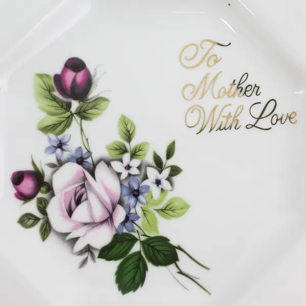 Hand Painted Porcelain To Mother With Love Octagon Plate with Hanger