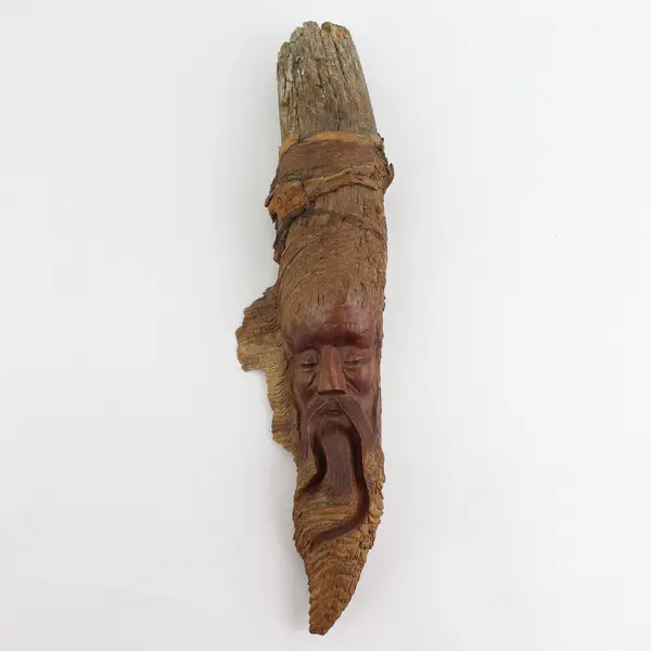 Hand Carved Wood Spirit Sculpture Sculpture Sleeping Man's Face 16"