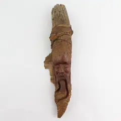 Hand Carved Wood Spirit Sculpture Sculpture Sleeping Man's Face 16"