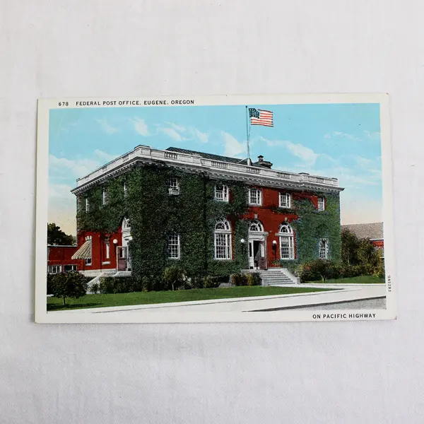 Federal Post Office Eugene Oregon On Pacific Highway Litho Postcard Andrews