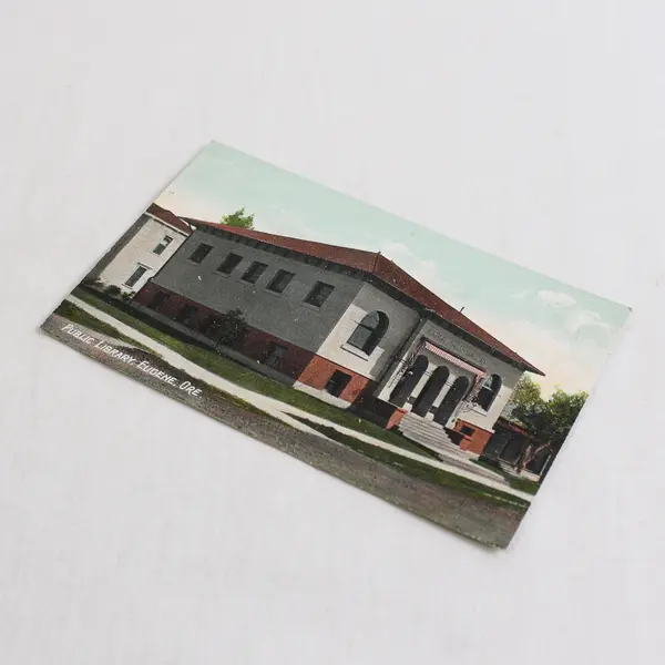 Public Library Eugene Oregon Color Litho Postcard Pacific Novelty Company