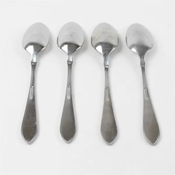 Set of 4 Oneida Vertex Stainless Place/Oval Soup Spoons