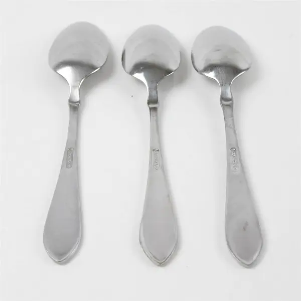 Set of 3 Oneida Vertex Stainless Place/Oval Soup Spoons