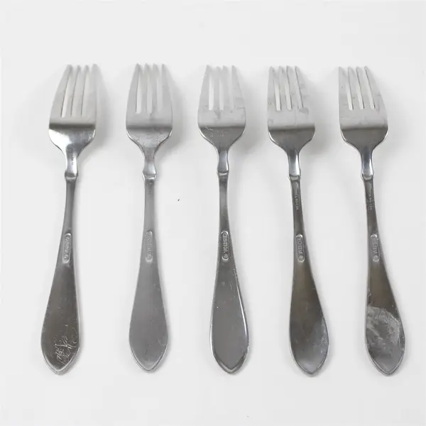 Set of 5 Oneida Vertex Stainless Salad Forks