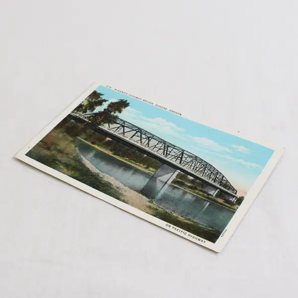 McKenzie River Highway Bridge Eugene Oregon On Pacific Highway Litho Postcard