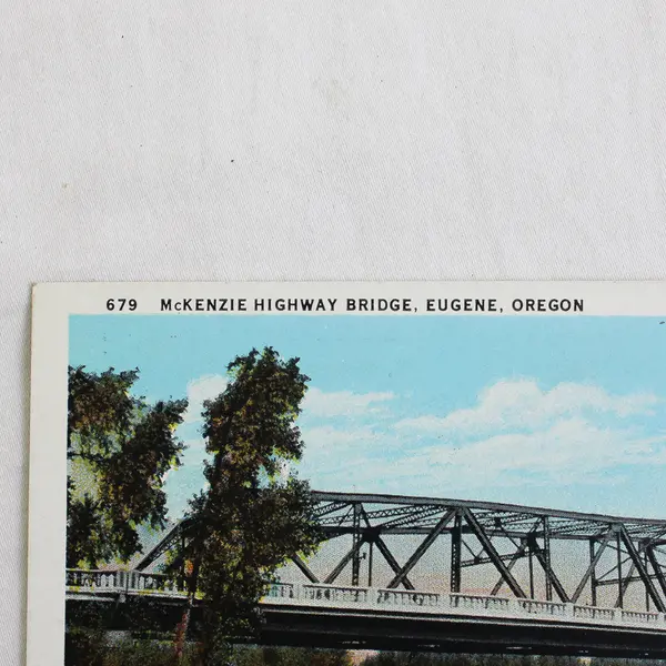 McKenzie River Highway Bridge Eugene Oregon On Pacific Highway Litho Postcard