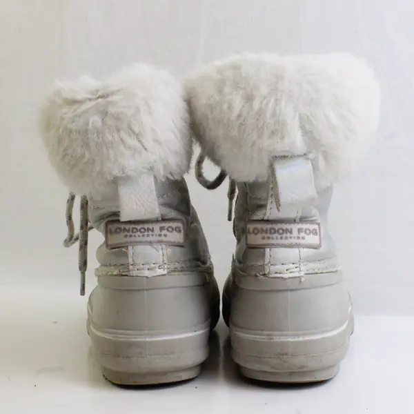 London Fog Collection Children's Size 1 White/Gray Faux Fur Snow Boots