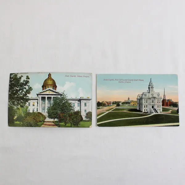 Lot Of 2 Salem Oregon State Capitol Color Litho Postcards 1910s