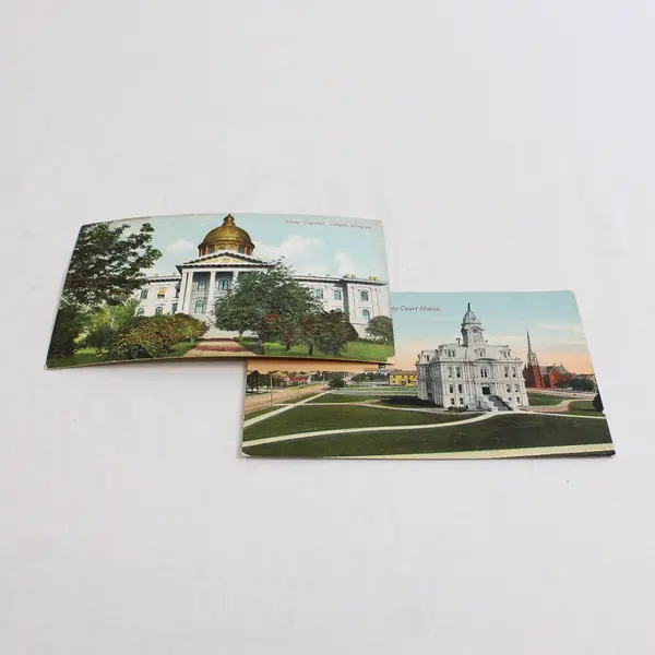 Lot Of 2 Salem Oregon State Capitol Color Litho Postcards 1910s