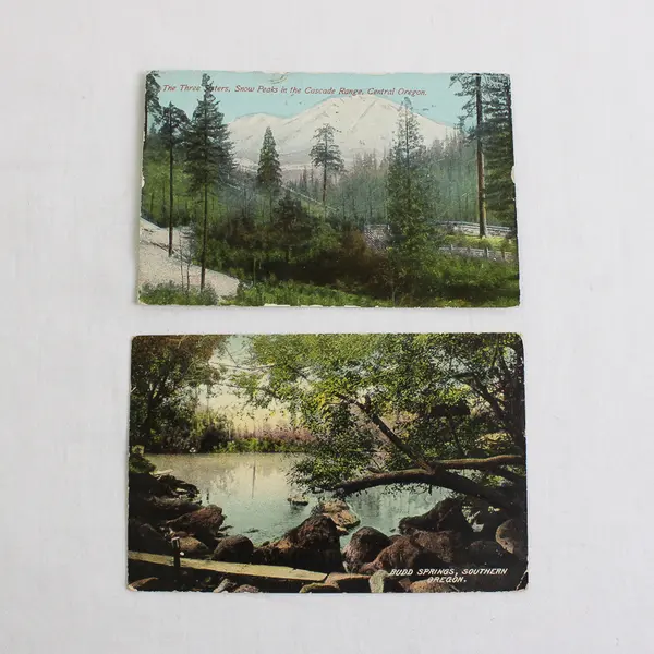 Lot Of 2 Oregon Scenic Color Litho Postcards Cascades 1911 Budd Springs 1908