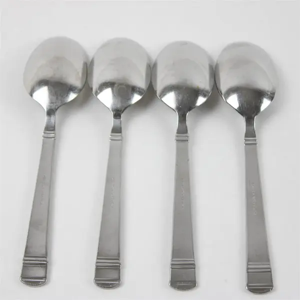 Set of 4 Oneida Tiramisu Stainless Place/Oval Soup Spoons