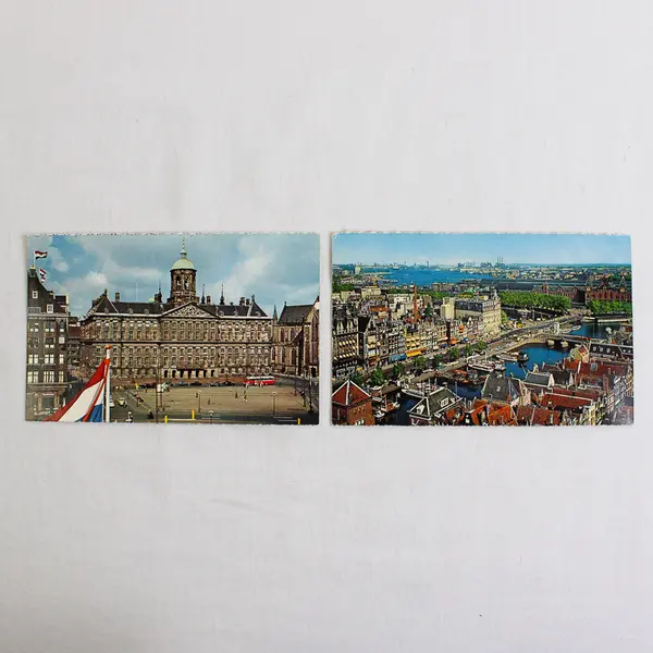 Lot Of 2 Amsterdam Color Postcards 1960s Royal Palace Damrak