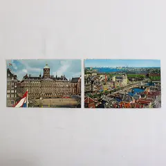 Lot Of 2 Amsterdam Color Postcards 1960s Royal Palace Damrak