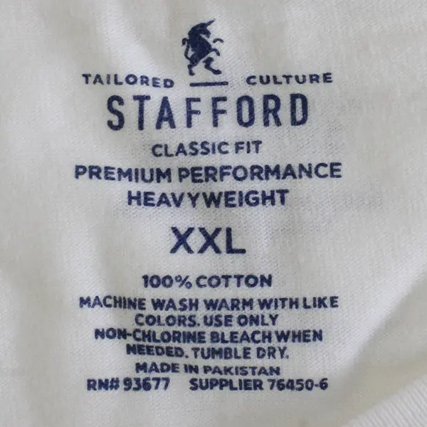 Stafford 4-Pack Men's XXL Heavy Weight White 100% Cotton Crew-Neck T-Shirt New