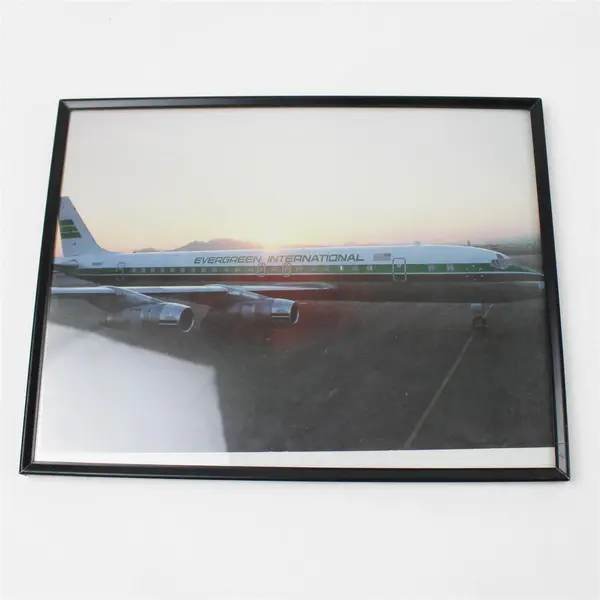 Lot of 2 Evergreen Framed Aviation Prints Helicopter & Airplane 10x12