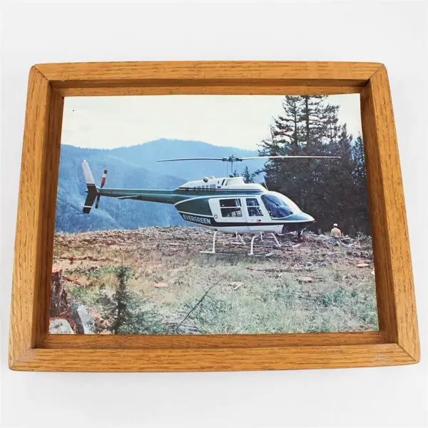 Lot of 2 Evergreen Framed Aviation Prints Helicopter & Airplane 10x12