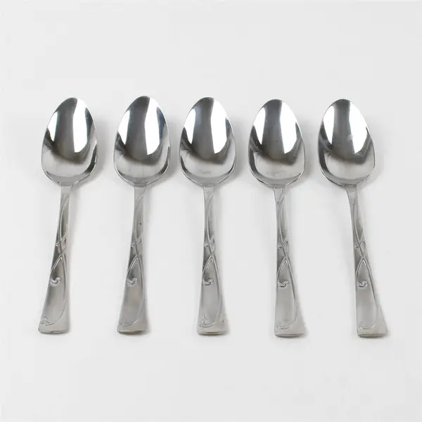 Set of 5 Mikasa Blossom Stainless Place/Oval Soup Spoons