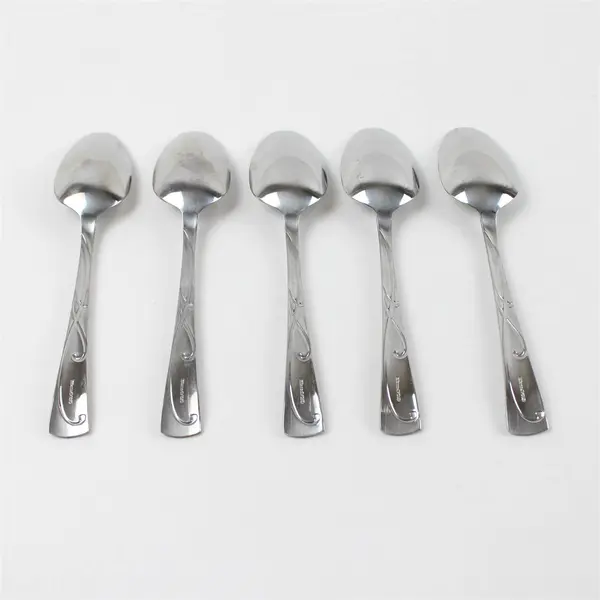 Set of 5 Mikasa Blossom Stainless Place/Oval Soup Spoons