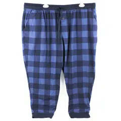 George Men's 3XL (48-50) Blue Stretch Plaid Pattern Jogger Style Sleep Pants