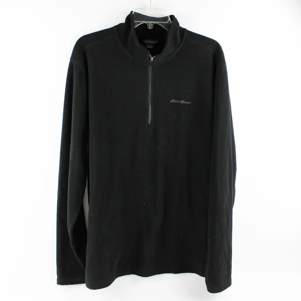 Eddie Bauer Men's L Tall Black Fleece 1/4 Zip Lightweight Fleece Pullover Jacket