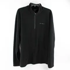 Eddie Bauer Men's L Tall Black Fleece 1/4 Zip Lightweight Fleece Pullover Jacket