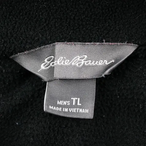 Eddie Bauer Men's L Tall Black Fleece 1/4 Zip Lightweight Fleece Pullover Jacket