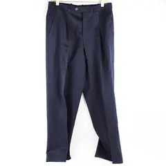 Vintage Nordstrom Navy Blue Pleated Tapered-Leg Wool Dress Pants Men's Size 32