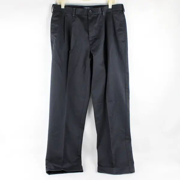 Izod Charcoal Gray Pleated Cuffed Classic Fit Dress Pants Men's 34 x 32