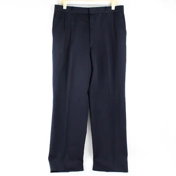 Navy Blue Pleated Straight-Leg Dress Pants Men's 32 x 30