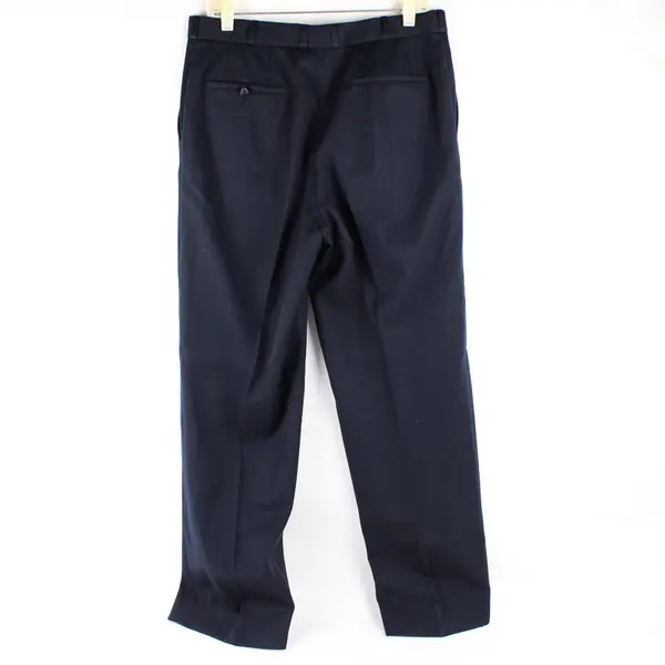 Navy Blue Pleated Straight-Leg Dress Pants Men's 32 x 30