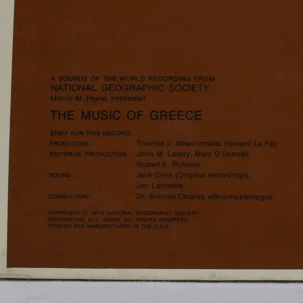 The Music of Greece: National Geographic Society 12" Vinyl Record